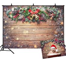 Snowflake Glitter Christmas Wooden Wall Photography Backdrop Xmas Rustic Vintage Background for Kids Portrait Photo Studio Booth 2024 - buy cheap