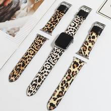 Leopardo pulseira de relógio couro genuíno para apple watch 44mm 42mm 40mm 38mm pulseira para iwatch série 6 se 5 4 3 2 1 pulseira de relógio 2024 - compre barato