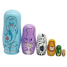 Matryoshka Russian Nesting Dolls Babuska Babushka Wooden Animal Figurines 6 Pcs 2024 - buy cheap