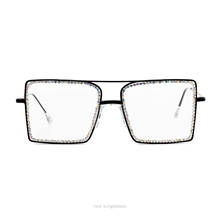 Óculos de sol feminino estilo vintage lente clara óculos senhoras luxo strass decoração design quadrado óculos de sol masculino óptica nx 2024 - compre barato