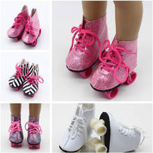 Zapatos de Skate hechos a mano para muñeca bebé, botas de 43cm, zapatos de 18 pulgadas, mejor regalo de cumpleaños, color rosa y blanco, nuevo estilo 2024 - compra barato