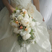 Buquê artificial branco para casamento, artesanal, flor da peônia, damas de honra, buquê de casamento, acessórios de fotografia 2024 - compre barato