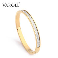 VAROLE Can Open Cuff Bracelet Bangle With Flash Bar Bangles Gold Color Bracelets Bangles For Women Jewelry Wholesale 2024 - buy cheap