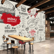 Papel de pared de tamaño personalizado para servicio de entrega de comida, Mural 3D de hamburguesa, Pizza, comida rápida para restaurante, decoración Industrial, papel tapiz 3D 2024 - compra barato