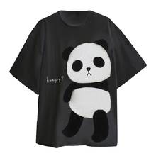 Plus Size T Shirt Women 3D Panda Embroidery Oversized tshirt Short Sleeve Round Neck Loose T-shirt Tee Top 2024 - buy cheap