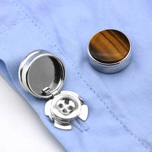Men's Natural Succinite Stone Cufflinks For Normal Shirt Business Dress Cuff Button Cover Decoration Wedding Cuff Links 2024 - buy cheap