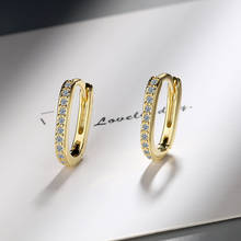 Маленькие эллиптические серьги-кольца для женщин, Блестящие кристаллы, крошечные минималистичные геометрические золотые серьги, аксессуары для пирсинга, подарок 2024 - купить недорого