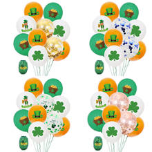 Conjunto de balões de confete, 26 peças, 12 polegadas, tema de trevo, dinheiro, boné verde, látex, confete, balão, decoração de dia de st patrick 2024 - compre barato