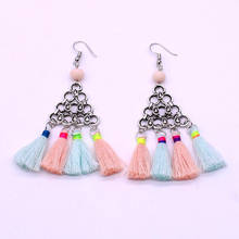 Retro tassel earrings boho crystal tassel alloy ladies earrings triangle geometric charm earrings fashion jewelry gift 2024 - buy cheap