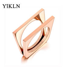 Yikln design original na moda anéis de casamento de aço inoxidável para mulheres meninas rosa ouro cz cristal anel geométrico jóias yr20010 2024 - compre barato