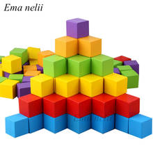 20pcs/lot 2X2CM Colorful Cubes Wooden Building Blocks Stacking Up Square Wood Toy Baby Shape Color Learning Toys for Children 2024 - buy cheap