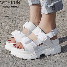  Summer Women Sandals Buckle Design Black White Platform Sandals Comfortable Women Thick Sole Beach Shoes 2024 - compre barato