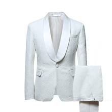 Traje de cuello esmoquin para hombre, chaqueta de novio, esmoquin para vestido de boda de noche (Blazer + Pantalones + corbata), 2 piezas 2024 - compra barato