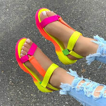 2020 sandálias femininas sapatos de verão mulher peep-toe confortável sandálias deslizamento-on plana sapatos casuais feminino sandalias 2024 - compre barato
