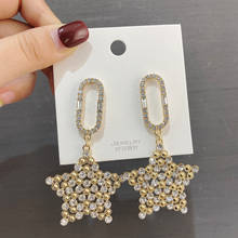 Estrela de metal strass coreano brincos para mulheres meninas moda geométrica oorbellen festa jóias presentes 2024 - compre barato