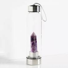 Стеклянная бутылка для воды из натурального кварцевого драгоценного камня, стеклянная чашка для питья, стеклянная Хрустальная палочка для обелисцеления, бутылка с ремешком, новинка 2020 2024 - купить недорого