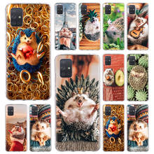 Case for Samsung Galaxy A51 A71 A50 A70 A10 A20 A30 A40 A11 A21 A31 A41 A91 5G A7 A9 Coque Cover Hedgehog Cute In Teacup Animal 2024 - buy cheap
