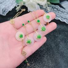 Colar pingente de borboleta jade natural hetian, brincos de prata 925, joias de moda, calcedônia, amuleto, presentes para mulheres 2024 - compre barato