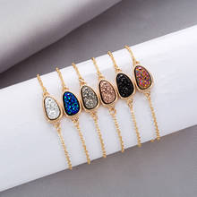 Embedded Geometric Sparkling Stone Bracelet & Bangle Druzy Jewelry Bracelet Gold Silver Color Metal Chain Bangle for Women 2024 - buy cheap