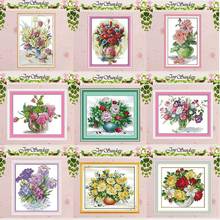 Rose tulip vase Asters flower patterns counted 11CT 14CT Cross Stitch Set DIY Cross-stitch Kit Embroidery Needlework Home Decor 2024 - buy cheap