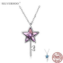 Silverhoo 925 colar de prata esterlina, pingente de estrela tipo amor de chave shinning austríaco com cristal de presente de aniversário, joias finas 2021 2024 - compre barato