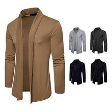 2020 Fashion Men's Solid Color Plus Size Jacket Casual Long Sleeve Shawl Cardigan Business Sweater Winter Clothing 2024 - buy cheap