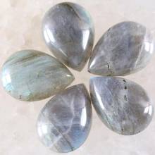 5Pcs Cabochon CAB Natural Stone No Drilled Hole Water Drop Bead for Men Women DIY Jewelry Making Necklace Gray Labradorite Bead 2024 - buy cheap