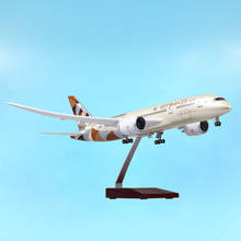 1/130 43CM aviation  Boeing B787 Dreamliner Aircraft ETIHAD Airlines Model Light Plane Airliner Display W Standable Airplane 2024 - buy cheap