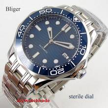 41mm Bliger Blue Sterile Dial Sapphire Glass Ceramic Bezel Stainless Steel Automatic Mens Watch B303 2024 - buy cheap