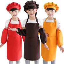 Children's Apron Sleeves Hat Set with Pocket Kindergarten Kitchen Baking Painting Cooking Craft Art Bibs Apron Oilproof Aprons 2024 - buy cheap
