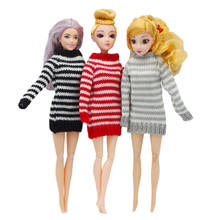 Вязаный мини-свитер ручной работы, меховое пальто, аксессуары для кукол, верхнее платье, повседневная одежда для Барби, детская игрушка 2024 - купить недорого