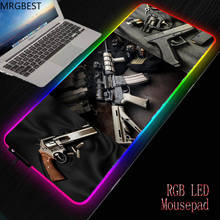 Mrgbest gun gaming mouse pads rgb grande gamer mousepad usb iluminação led backlit arco-íris computador tapete teclado de mesa para csgo 2024 - compre barato