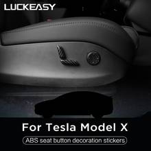 Luckeasy adesivo de fibra de carbono para assento de carro, decoração de botão abs modelo x 2017-2020 proteção de 6 unidades 2024 - compre barato