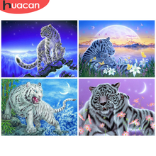 Huacan pintura de diamante 5d tigre quadrado completo imagem redonda de strass bordado artesanato animal presente 2024 - compre barato