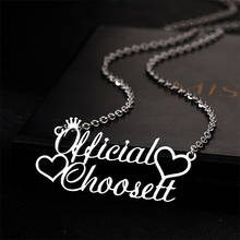 Custom Name Necklace Crown 2 Name with Heart Necklaces for Women Girls Personalized Nameplate Choker Jewelry Stainless Steel 2024 - buy cheap
