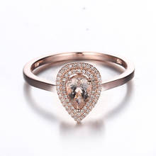 HELON-anillo de compromiso de diamante Natural para mujer, sortija de Gema morganita de corte de pera de 7x5mm, oro rosa sólido de 10K, joyería fina, el mejor regalo 2024 - compra barato