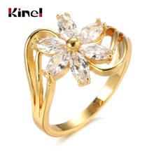 Kinel-Anillo de circonia Natural para mujer, joyería fina de oro de 18K, anillos de flores de cristal para mujer, joyería de boda para novia 2024 - compra barato
