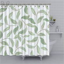 Cortinas de ducha con estampado de hojas y plantas verdes, elegante y Simple, tejido de poliéster resistente al agua, para Baño 2024 - compra barato