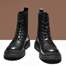 Strike-botas de couro genuíno para homens, preto, vermelho, plataforma, à prova d'água, cano curto, inverno, mulheres, botas de cowboy, coturno, 2020 2024 - compre barato