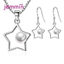 Fashion S925 Sterling Silver Necklace Earring Pentagram Set for Women Girls Birthday Gift Geometric Style Jewelry 2Pcs/Set 2024 - buy cheap