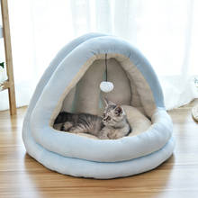 Cama Con Cueva de bolas para gato y perro, nido acogedor de 3 tamaños, cojín cálido para perros pequeños y gatitos, camas de invierno de 2 colores 2024 - compra barato