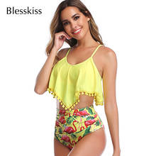Sexy Ruffle High Waist Bikini 2021 Women Swimsuit Plus Size Swimwear Bathing Suit Swimming Suit For Woman Bikini Set Yellow XXL 2024 - buy cheap