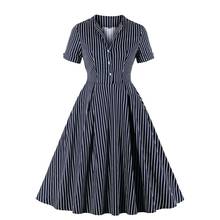 SISHION Striped Print Women Cotton Dress SP1295 Short Sleeve Swing Elegant Vintage 50s 60s Rockabilly A Line Dresses 2024 - buy cheap