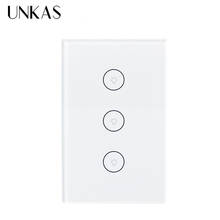 UNKAS-Interruptor táctil de pared con Wifi, Panel de cristal templado, Control remoto por aplicación móvil, funciona con Alexa y Google Home, Tuya Smart Life 2024 - compra barato