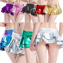 Women Hot Sexy PU Plaid Skirts England Style Pole Dance Clubwear Low Waist Mini Pleated Skirt Nightwear Women Clubwear Harajuku 2024 - buy cheap