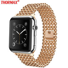 WatchBand For Apple Watch 5/4 38mm 40mm 42mm 44mm Band Fashion Beads Style Stainless Steel Strap For Iwatch 5 4 3 Link Bracelet 2024 - buy cheap