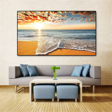 Natural Gold Beach Sunset Sea Wave Seascape Posters and Prints Canvas Painting Scandinavian Wall Art HD Picture for Living Room 2024 - buy cheap