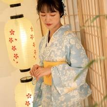 Japanese Yukata Kimono Dress Female Costume Geisha Cosplay Yellow Obi Yukata Women Traditional Japanese Kimonos Cosplay FF2662 2024 - buy cheap