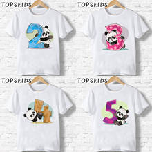 2021 Happy Birthday Panda Number 1-9 Print Kids T shirt Baby Cartoon Funny T-shirt Summer Boys Clothes Girls Present,HKP3085 2024 - buy cheap
