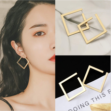 New Personality Unique Simple Geometric Earrings Exquisite Exaggeration Gold Lady Earrings 2021 Retro Square Irregular Jewelry 2024 - buy cheap